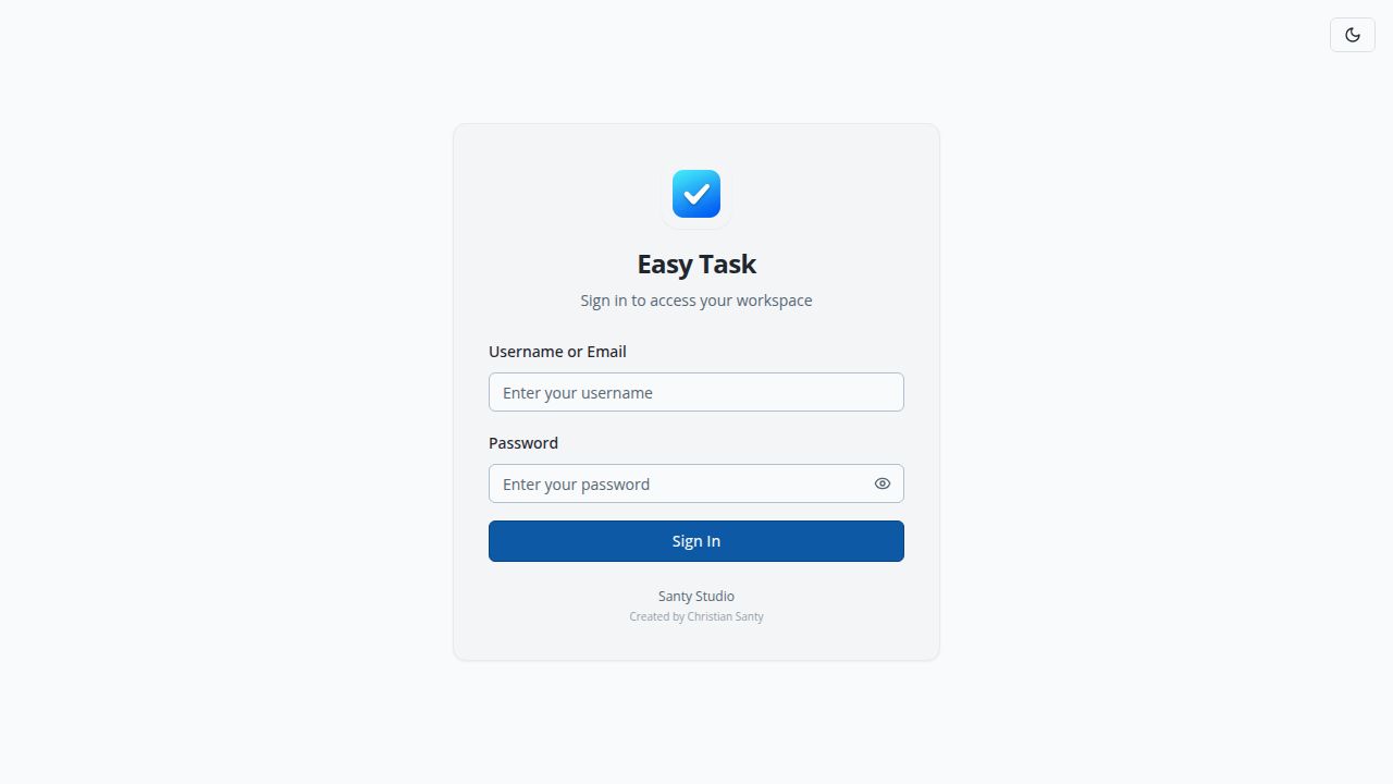 Executive Assistant login screen — secure role-based access